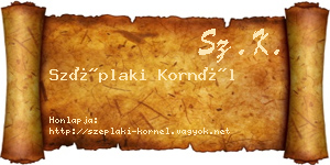 Széplaki Kornél névjegykártya